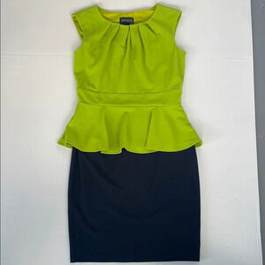 Enfocus Studio Green and Blue Peplum Dress Size 6